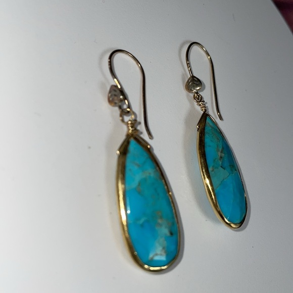 NWT. Turquoise Teardrop Earrings by Ch. Lovin. - Picture 2 of 2